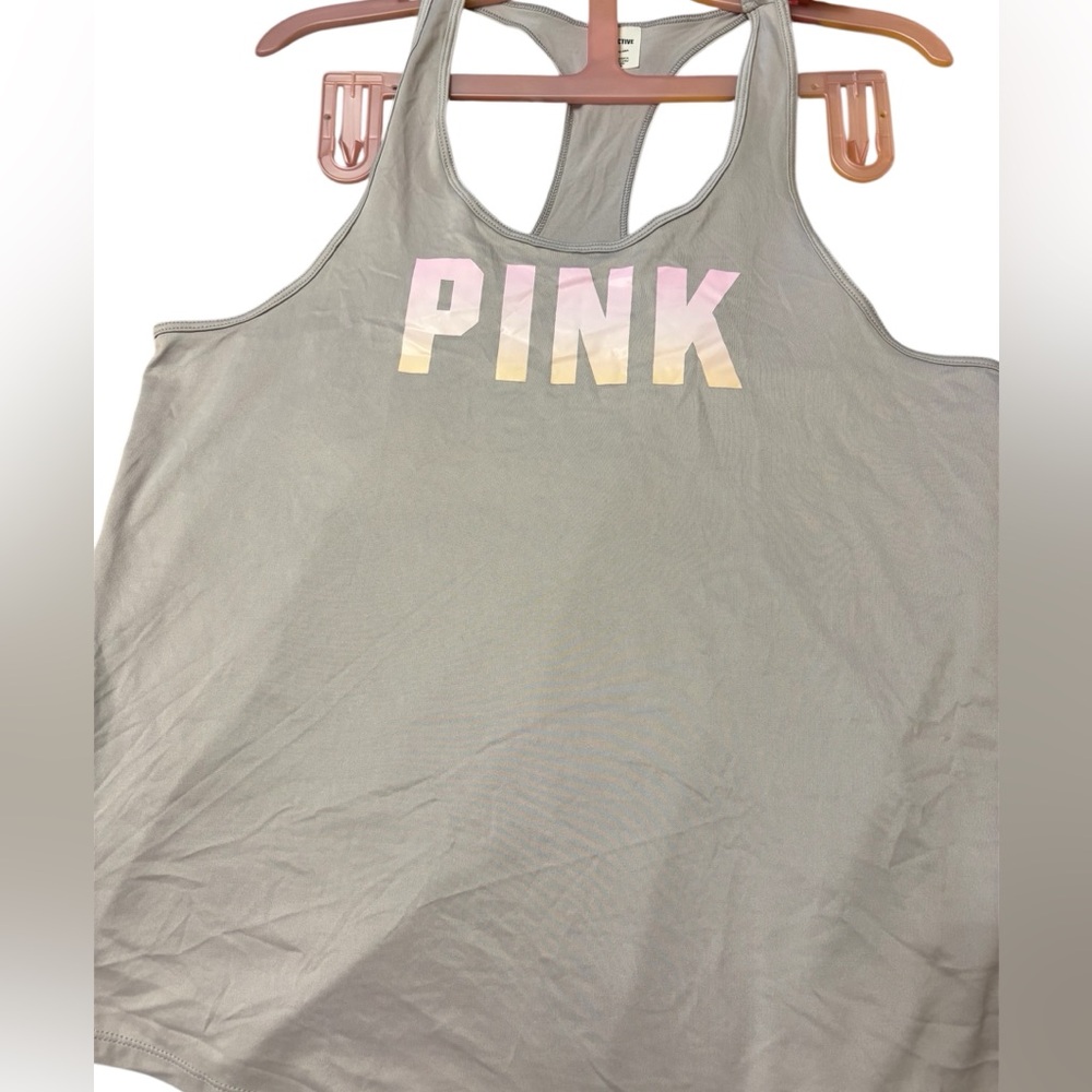 PINK Victoria's Secret Gray Tank with Multicolor Logo
